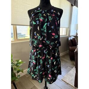 Black flamingo, romper shorts romper Summer ready, beachwear outdoors wear